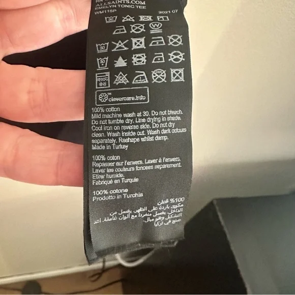 All Saints Small Black Emelyn Tonic Short Sleeve Tee Staple - Picture 6 of 12